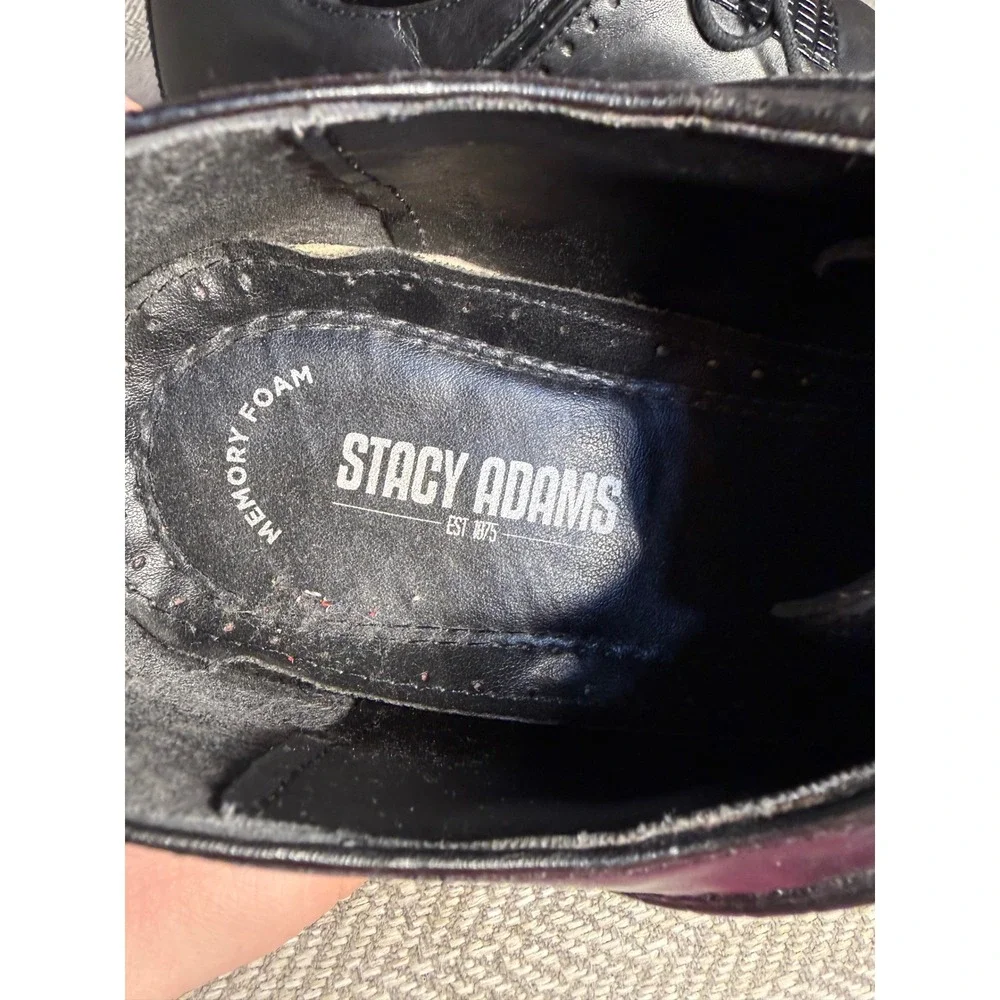 Stacy Adams Mens Black Leather Cap Toe Oxford Dress Shoes 25113-001 Size 9.5 M